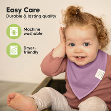Load image into Gallery viewer, Easy Care bandana bibs are machine washable and dryer-friendly.