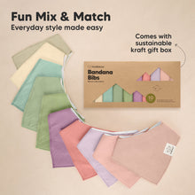 Load image into Gallery viewer, Fun Mix & Match bandana bibs feature playful prints and come in a kraft gift box.
