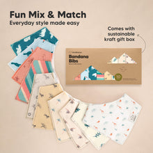Load image into Gallery viewer, 10-Pack Organic Bandana Bibs (Mesozoic)