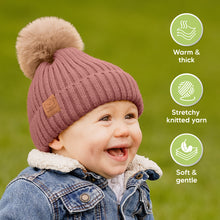 Load image into Gallery viewer, 2-Pack Pom Knitted Beanie (Tea Rose)