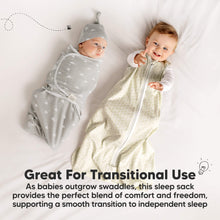 Load image into Gallery viewer, Great for transitional use - as babies outgrow swaddles, this sleep sack provides the perfect blend of comfort and freedom, supporting a smooth transition to independent sleep.