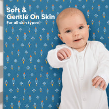 Load image into Gallery viewer, Soothe Fitted Crib Sheet (Space Quest)