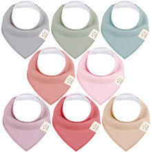 Load image into Gallery viewer, 8-Pack Organic Bandana Bibs (Muted Pastel)