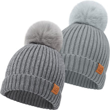 Load image into Gallery viewer, 2-Pack Pom Knitted Beanie (Steel)