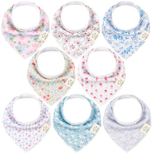 Load image into Gallery viewer, 8-Pack Organic Bandana Bibs (Flourish)