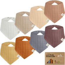 Load image into Gallery viewer, 8-Pack Lumi Muslin Bandana Bibs