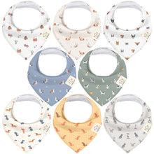 Load image into Gallery viewer, 8-Pack Organic Bandana Bibs (Pets & Paws)