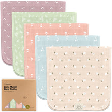 Load image into Gallery viewer, 5-Pack Lumi Muslin Burp Cloths