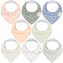 Load image into Gallery viewer, 8-Pack Organic Bandana Bibs (Fleur)
