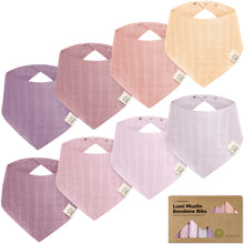 Load image into Gallery viewer, 8-Pack Lumi Muslin Bandana Bibs