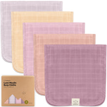 Load image into Gallery viewer, 5-Pack Lumi Muslin Burp Cloths