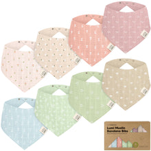 Load image into Gallery viewer, 8-Pack Lumi Muslin Bandana Bibs