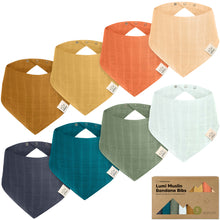 Load image into Gallery viewer, 8-Pack Lumi Muslin Bandana Bibs