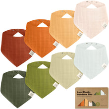 Load image into Gallery viewer, 8-Pack Lumi Muslin Bandana Bibs