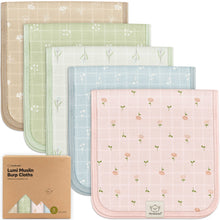 Load image into Gallery viewer, 5-Pack Lumi Muslin Burp Cloths
