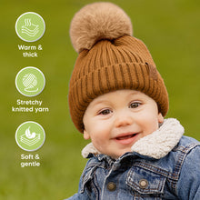 Load image into Gallery viewer, 2-Pack Pom Knitted Beanie (Latte)