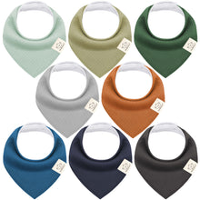Load image into Gallery viewer, 8-Pack Quin Bandana Bibs (Hunter)