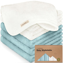 Load image into Gallery viewer, Deluxe Baby Washcloths (White/Sky)