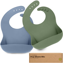 Load image into Gallery viewer, 2-Pack Prep Silicone Bibs (Slate)
