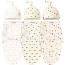 Load image into Gallery viewer, 3-Pack Soothe Swaddle Wraps with Knot Hats
