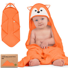 Load image into Gallery viewer, Cuddle Baby Hooded Towel (Fox, Petite)