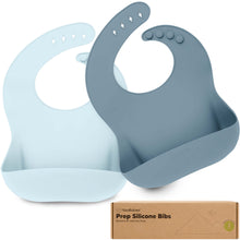 Load image into Gallery viewer, 2-Pack Prep Silicone Bibs (Ocean)