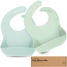 Load image into Gallery viewer, 2-Pack Prep Silicone Bibs (Pastel Sky)