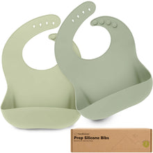 Load image into Gallery viewer, 2-Pack Prep Silicone Bibs (Sage)