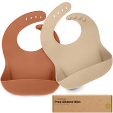 Load image into Gallery viewer, 2-Pack Prep Silicone Bibs (Terracotta)