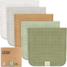 Load image into Gallery viewer, 5-Pack Lumi Muslin Burp Cloths