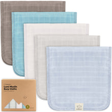 Load image into Gallery viewer, 5-Pack Lumi Muslin Burp Cloths (Nimbus)