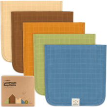 Load image into Gallery viewer, 5-Pack Lumi Muslin Burp Cloths