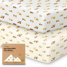 Load image into Gallery viewer, Isla Fitted Mini Crib Sheets (Construction)
