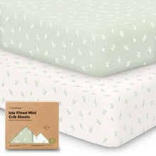 Load image into Gallery viewer, Isla Fitted Mini Crib Sheets (Herb)