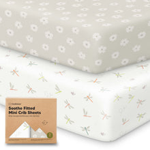 Load image into Gallery viewer, Soothe Fitted Mini Crib Sheet (Meadow)