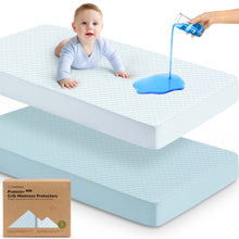 Load image into Gallery viewer, Protect waterproof crib mattress cover provides leakproof protection with a soft cotton surface.