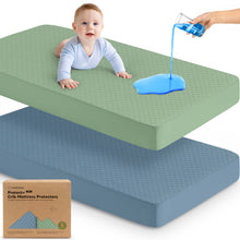 Load image into Gallery viewer, Protect waterproof crib mattress cover provides leakproof protection with a soft cotton surface.