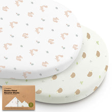 Load image into Gallery viewer, 2-Pack Soothe Fitted Bassinet Sheets (Nibbles/Bruce)