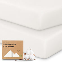 Load image into Gallery viewer, Soothe Fitted Crib Sheets - Soft White, Material: Cotton