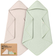 Load image into Gallery viewer, 2-Pack Lyra Muslin Hooded Towels