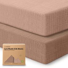 Load image into Gallery viewer, 2-Pack Lyra Muslin Crib Sheets (Russet)