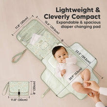 Load image into Gallery viewer, Lightweight & Cleverly Compact - Expandable & spacious diaper changing pad (size at 23.3 inches long x 20.9 wide)