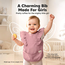 Load image into Gallery viewer, A Charming Bib Made for Girls
Pretty ruffles for might little girl
Model Age: 12 months
Weight: 21 lb
She may look sweet, but she's secretly unstoppable
