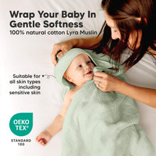 Load image into Gallery viewer, Wrap Your Baby In Gentle Softness - 100% natural cotton Lyra Muslin
Suitable for all skin types including sensitive skin
OEKO TEX Standard 100