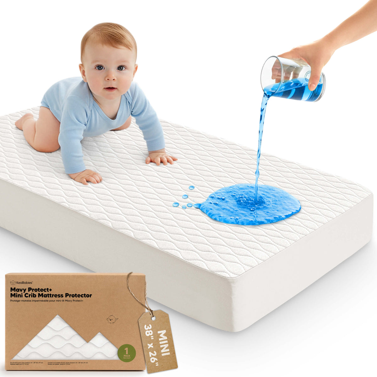Mavy Protect+ Waterproof Mini Crib Mattress Protector 32636321497274
