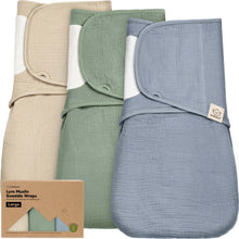 Load image into Gallery viewer, 3-Pack Lyra Muslin Swaddle Wraps