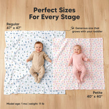Load image into Gallery viewer, Perfect Sizes For Every Stage - Generous size that grows with your toddler - Regular (47" x 47") or Petite
40" x 40"