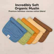 Load image into Gallery viewer, 5-Pack Lumi Muslin Burp Cloths (Primeval)