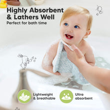 Load image into Gallery viewer, Highly Absorbent & Lathers Well
Perfect for bath time
Lightweight & breathable
Ultra absorbent
