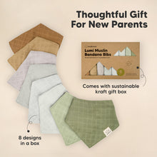 Load image into Gallery viewer, 8-Pack Lumi Muslin Bandana Bibs (Pine)
